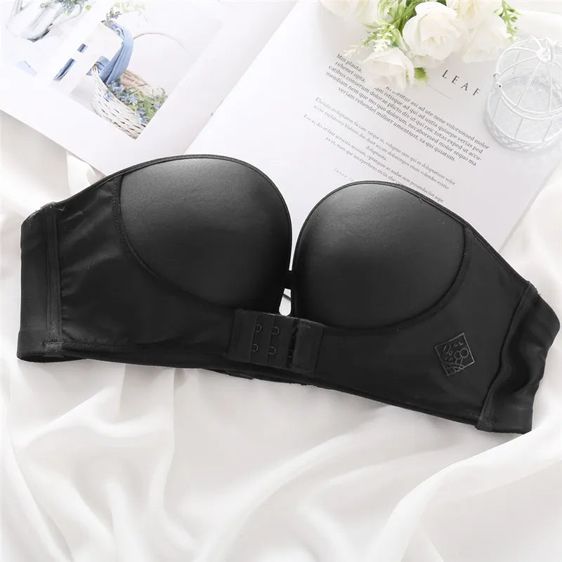 Front Closure Women’s Push-Up Strapless Bra