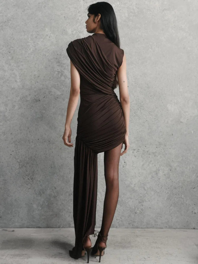 Mozision Draped High-Waist Mini Dress